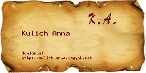 Kulich Anna névjegykártya